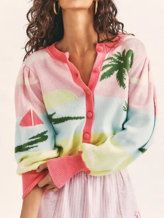 LoveShackFancy Sweaters - LoveShackFancy Dabney Cardigan Montauk Sand